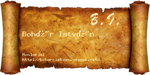 Bohár István névjegykártya